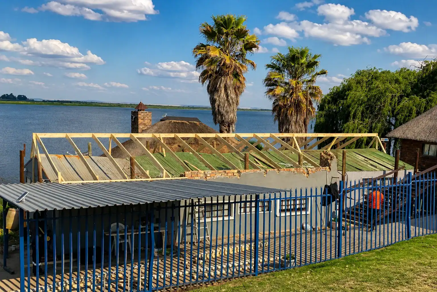 New roof structure installed on a lakeside property in Secunda
